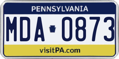 PA license plate MDA0873