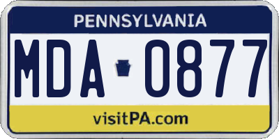 PA license plate MDA0877