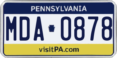PA license plate MDA0878