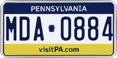 PA license plate MDA0884
