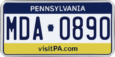 PA license plate MDA0890