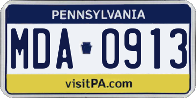 PA license plate MDA0913