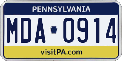PA license plate MDA0914