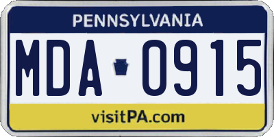 PA license plate MDA0915