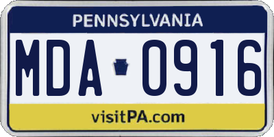 PA license plate MDA0916
