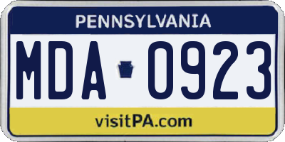 PA license plate MDA0923