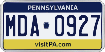 PA license plate MDA0927