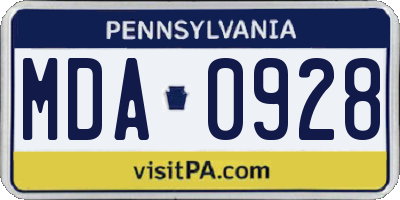 PA license plate MDA0928