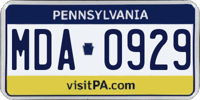 PA license plate MDA0929