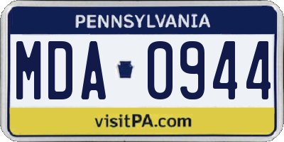 PA license plate MDA0944