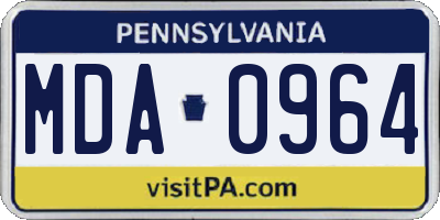 PA license plate MDA0964