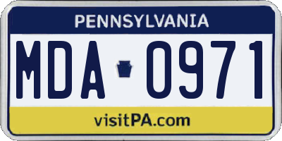 PA license plate MDA0971