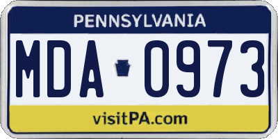 PA license plate MDA0973
