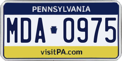 PA license plate MDA0975