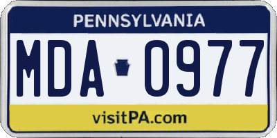 PA license plate MDA0977