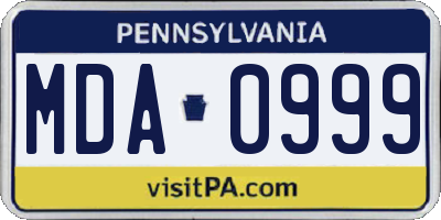 PA license plate MDA0999