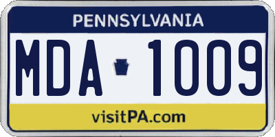 PA license plate MDA1009
