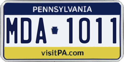 PA license plate MDA1011