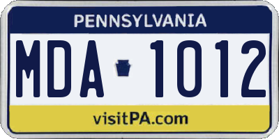 PA license plate MDA1012