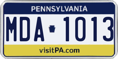 PA license plate MDA1013