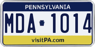 PA license plate MDA1014