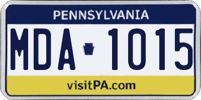 PA license plate MDA1015