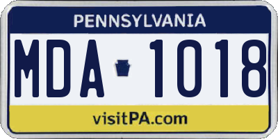 PA license plate MDA1018
