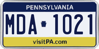 PA license plate MDA1021