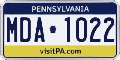 PA license plate MDA1022