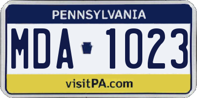 PA license plate MDA1023