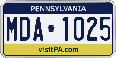 PA license plate MDA1025
