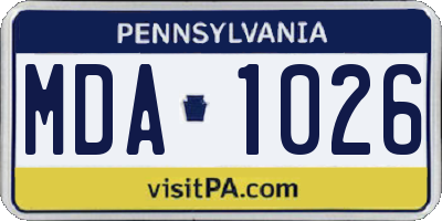 PA license plate MDA1026