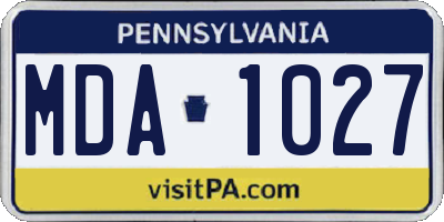 PA license plate MDA1027