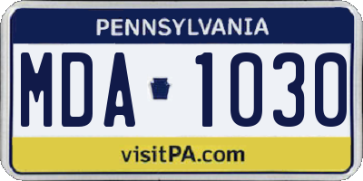 PA license plate MDA1030