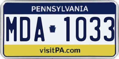 PA license plate MDA1033