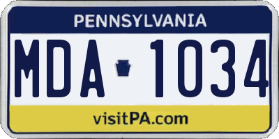 PA license plate MDA1034