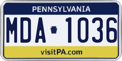 PA license plate MDA1036