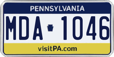 PA license plate MDA1046