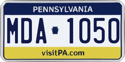 PA license plate MDA1050
