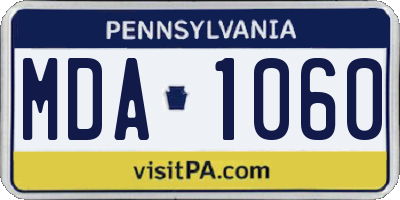PA license plate MDA1060