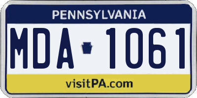 PA license plate MDA1061