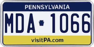 PA license plate MDA1066
