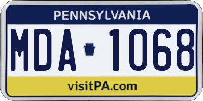 PA license plate MDA1068