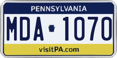 PA license plate MDA1070