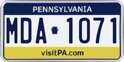 PA license plate MDA1071