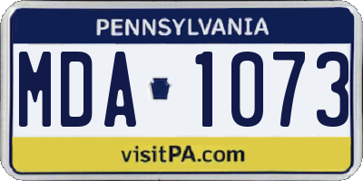 PA license plate MDA1073