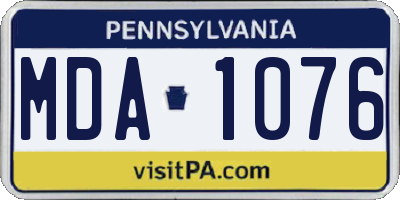 PA license plate MDA1076