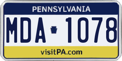 PA license plate MDA1078