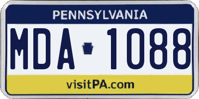 PA license plate MDA1088