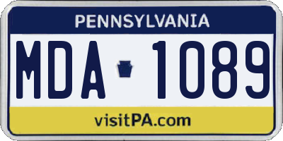 PA license plate MDA1089